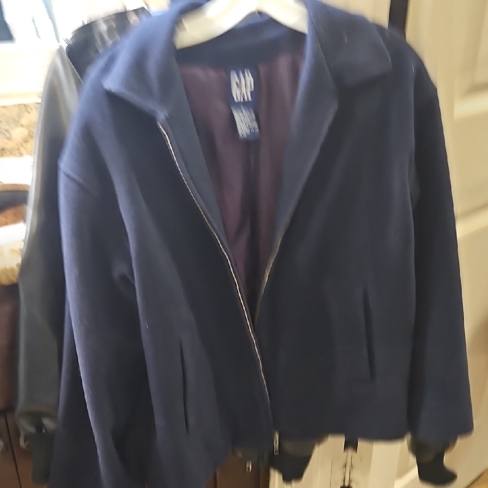 GAP Blue Bomber Jacket with Textured Fabric